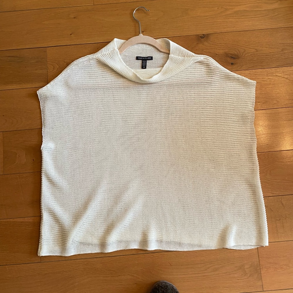 Lightweight pullover short sleeve sweater cream/off white